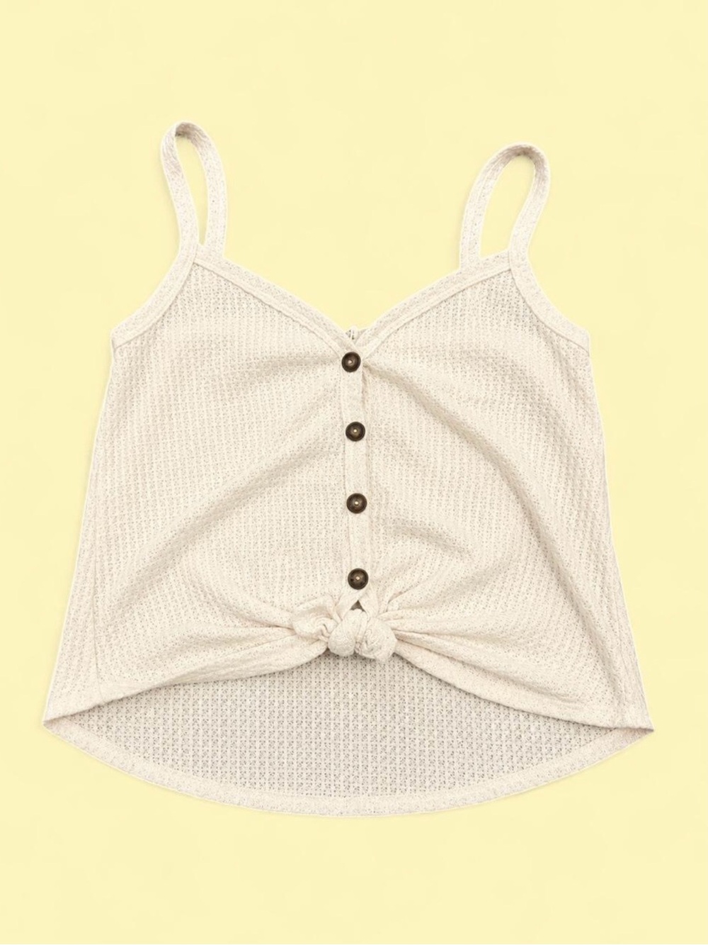 Sky and Sparrow Cream Button Front Tie Tank Top